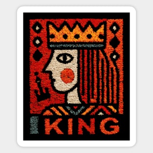 Tarot King Card Illustration – Folk Art Occult Magnet